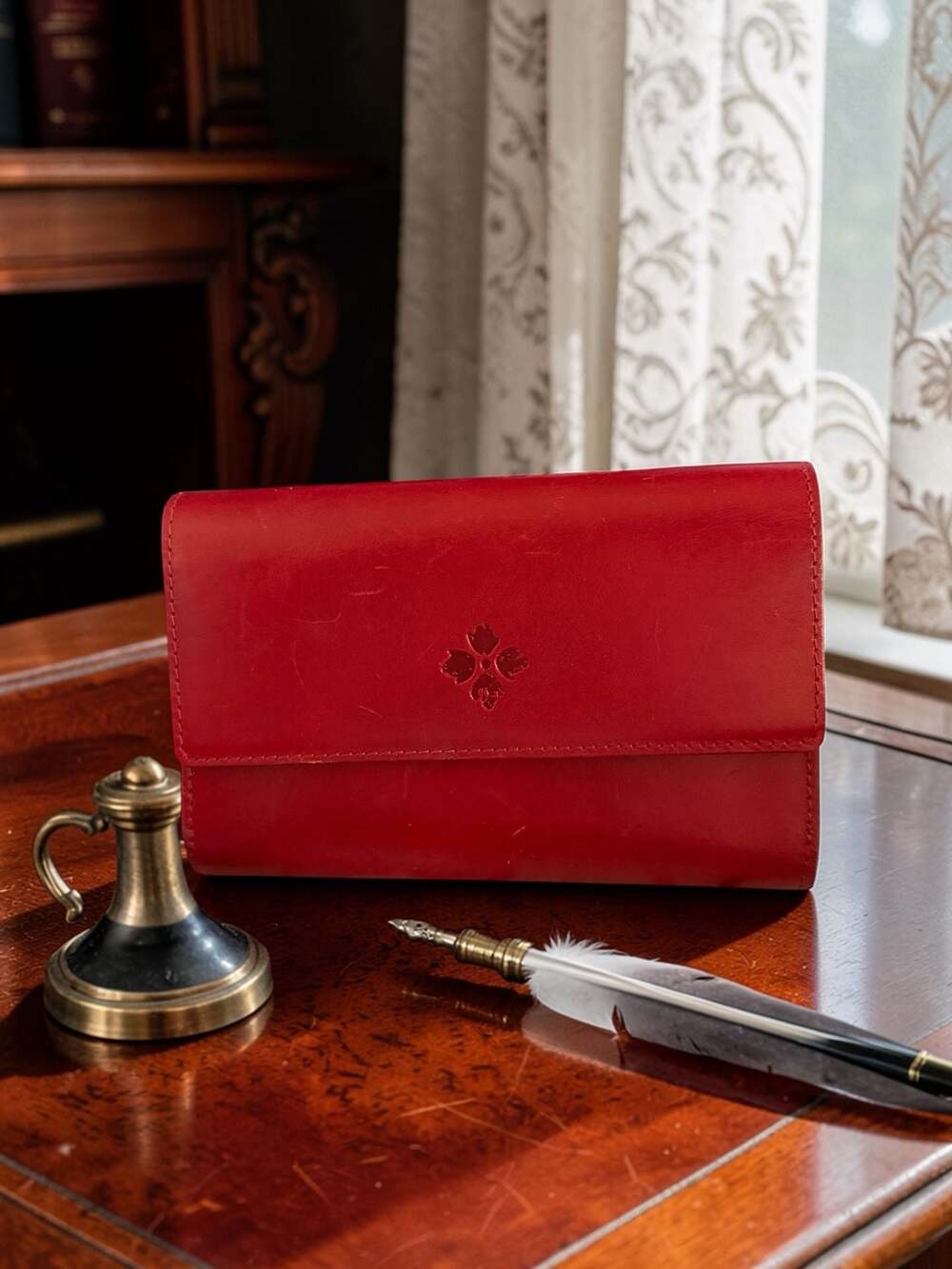 Patricia Nash Marsiliana Mirror Red Leather Wristlet Wallet
